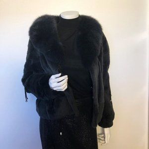 P. ROSSA Black Rabbit Fur Jacket